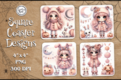 Cute Halloween Coaster Design, 4 PNG Product Image 1
