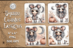 Cute Halloween Coaster Design, 4 PNG Product Image 1
