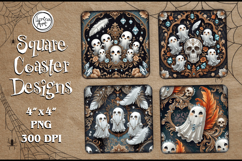 Spooky Halloween Coaster Design, 4 PNG Product Image 1