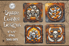 Skull Coaster Design, 4 PNG Product Image 1