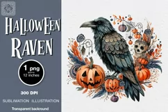 Watercolor Halloween Raven. PNG sublimation Product Image 1