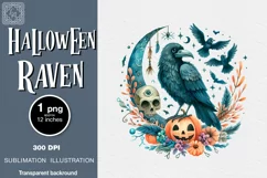 Watercolor Halloween Raven. PNG sublimation Product Image 1