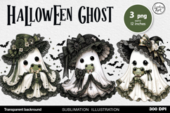 Cute Halloween Ghost. Sublimation design PNG Product Image 1