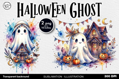 Cute Halloween Ghost. Sublimation design PNG Product Image 1