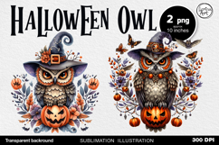 Watercolor Halloween Owls. PNG sublimation Product Image 1