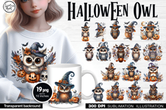 Watercolor Halloween Owls. PNG sublimation BUNDLE Product Image 1