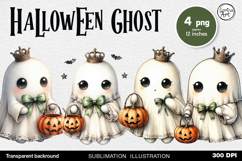 Cute Halloween Ghost. Sublimation design PNG Product Image 1