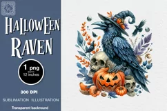Watercolor Halloween Raven. PNG sublimation Product Image 1