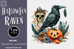Watercolor Halloween Raven. PNG sublimation Product Image 1
