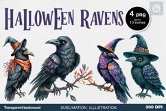 Watercolor Halloween Raven. PNG sublimation Product Image 1