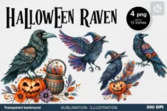 Watercolor Halloween Raven. PNG sublimation Product Image 1