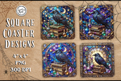 Raven Stained Glass Coaster Design, 4 PNG Product Image 1