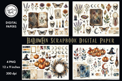 Halloween digital papers. Junk Journal page. Scrapbook Product Image 1