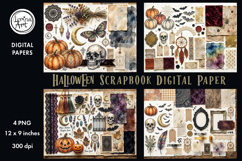 Halloween digital papers. Junk Journal page. Scrapbook Product Image 1