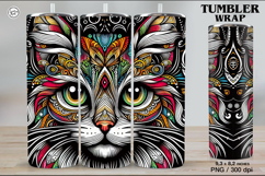 Cat Tumbler Sublimation, 20 oz Tumbler Wrap Product Image 1