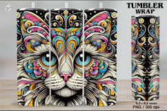 Cat Tumbler Sublimation, 20 oz Tumbler Wrap Product Image 1
