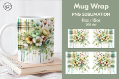 Summer Tartan PNG sublimation. 11 &amp; 15 oz mug wrap PNG Product Image 1