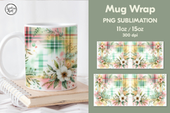 Summer Tartan PNG sublimation. 11 &amp; 15 oz mug wrap PNG Product Image 1