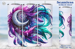 4 Boho Moon Tumbler Sublimation, 20 oz Tumbler Wrap Product Image 4