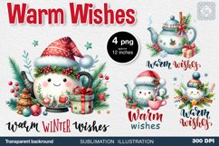 Warm Wishes. Christmas clipart. PNG sublimation Product Image 1