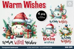 Warm Wishes. Christmas clipart. PNG sublimation Product Image 1