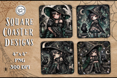 Witch Halloween Coaster Design, 4 PNG Product Image 1