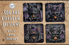 Cute Bat. Halloween. Coaster Design, 4 PNG Product Image 1