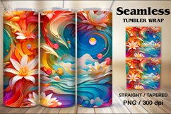 Rainbow Flowers Seamless Tumbler Sublimation, 20 oz PNG Product Image 1