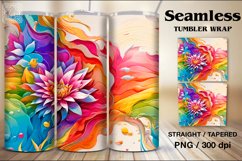 Rainbow Flowers Seamless Tumbler Sublimation, 20 oz PNG Product Image 1