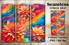 Rainbow Flowers Seamless Tumbler Sublimation, 20 oz PNG Product Image 1