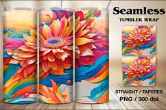 Rainbow Flowers Seamless Tumbler Sublimation, 20 oz PNG Product Image 1