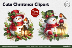 Cute Snowman. Christmas clipart. PNG sublimation Product Image 1