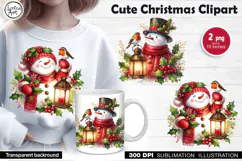 Cute Snowman. Christmas clipart. PNG sublimation Product Image 1
