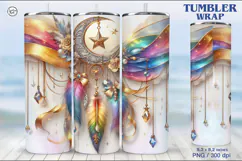 4 Boho Moon Tumbler Sublimation, 20 oz Tumbler Wrap Product Image 4