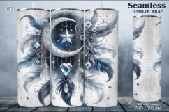 4 Boho Moon Tumbler Sublimation, 20 oz Tumbler Wrap Product Image 5