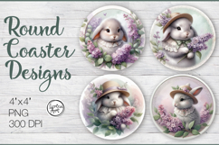 Cute Bunny Coaster Sublimation, Spring, Easter Product Image 1