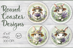 Cute Bunny Coaster Sublimation, Spring, Easter Product Image 1
