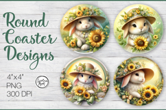 Cute Bunny Coaster Sublimation, Spring, Easter Product Image 1