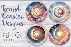 Day and Night Coaster Sublimation, 4 PNG Product Image 1