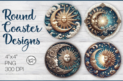 Day and Night Coaster Sublimation, 4 PNG Product Image 1