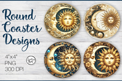 Day and Night Coaster Sublimation, 4 PNG Product Image 1