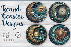 Day and Night Coaster Sublimation, 4 PNG Product Image 1