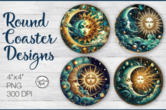 Day and Night Coaster Sublimation, 4 PNG Product Image 1
