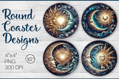 Day and Night Coaster Sublimation, 4 PNG Product Image 1