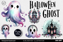Cute Halloween Ghost. Sublimation design PNG Product Image 1