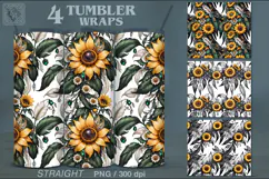 4 SEAMLESS Sunflower Tumbler Wrap Sublimation, 20 oz Product Image 1