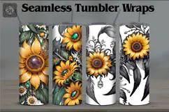 4 SEAMLESS Sunflower Tumbler Wrap Sublimation, 20 oz Product Image 2