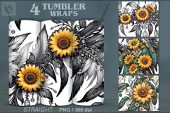 4 SEAMLESS Sunflower Tumbler Wrap Sublimation, 20 oz Product Image 1