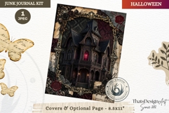Gothic Haunted House Halloween Junk Journal cover pages Product Image 1