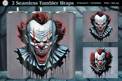 2 Creepy Clown Tumbler Wrap Sublimations, 20 oz Product Image 1